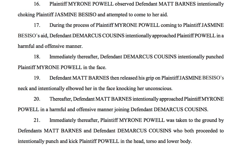 Illustration for article titled Lawsuit Accuses DeMarcus Cousins And Matt Barnes Of Punching And Choking Nightclub Patrons